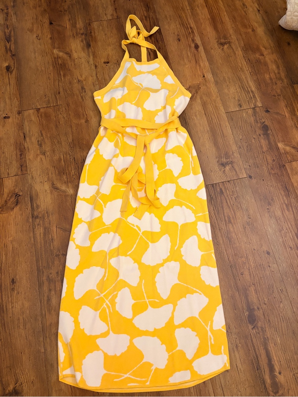 Diane Von Furstenberg Yellow and White Halter Floral Maxi Dress